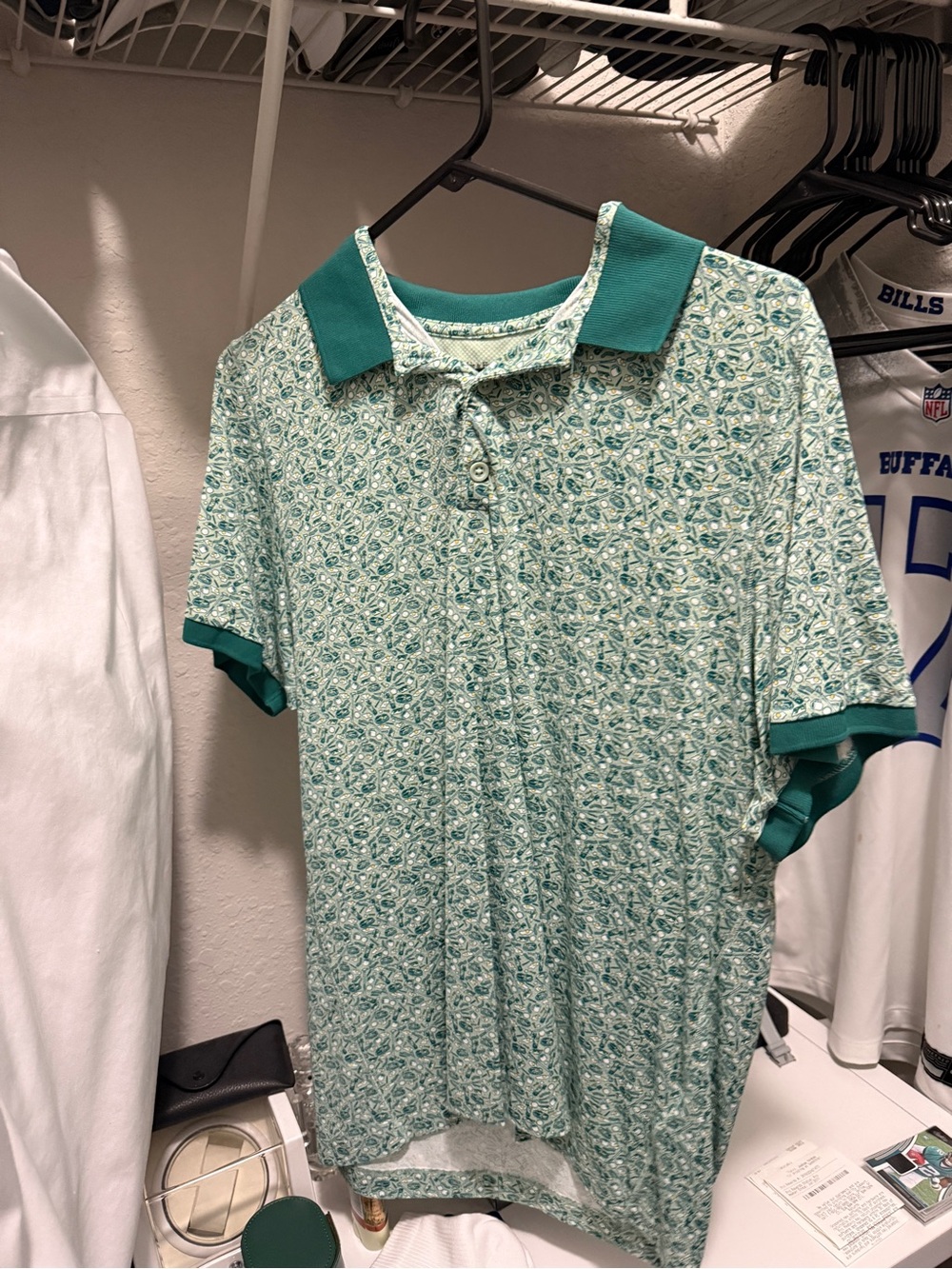 Abercrombie & Fitch Teal golf Patterned Polo